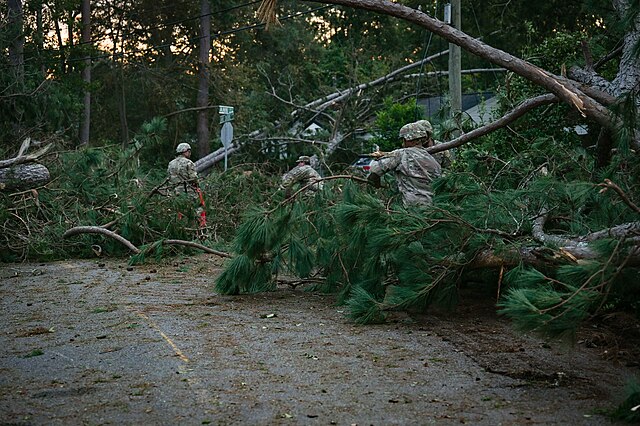 Georgia National Guard Clearing Road after Hurricane Helene